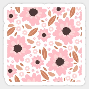 Floral seamless pattern with simple flower and leaves. Sticker